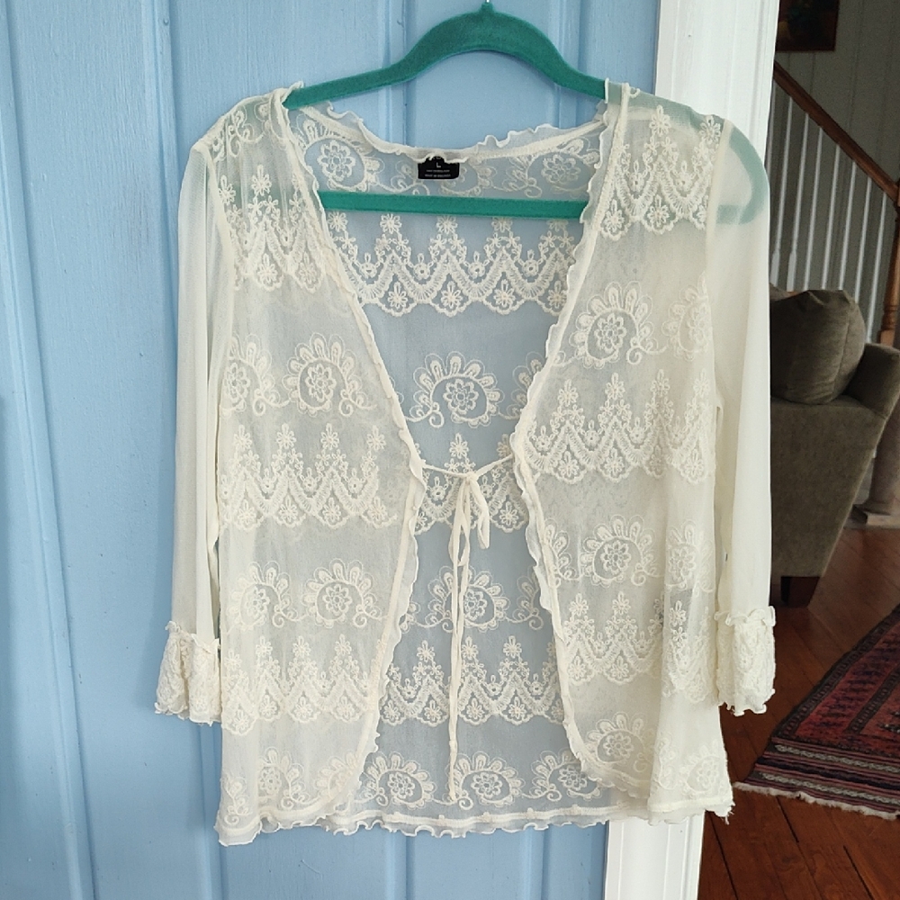Tribal White Lace Cardigan